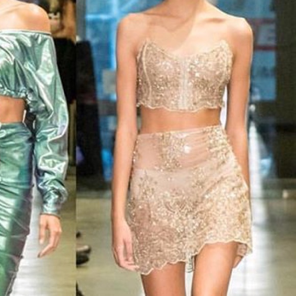 Two piece beaded skirt set